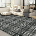 thumbnail image 2 of Hasoo Washable 5' x 7' Area Rug for Living Room Modern Geometric Grid Non-Slip Soft Indoor Floor Carpet, Gray, 2 of 5