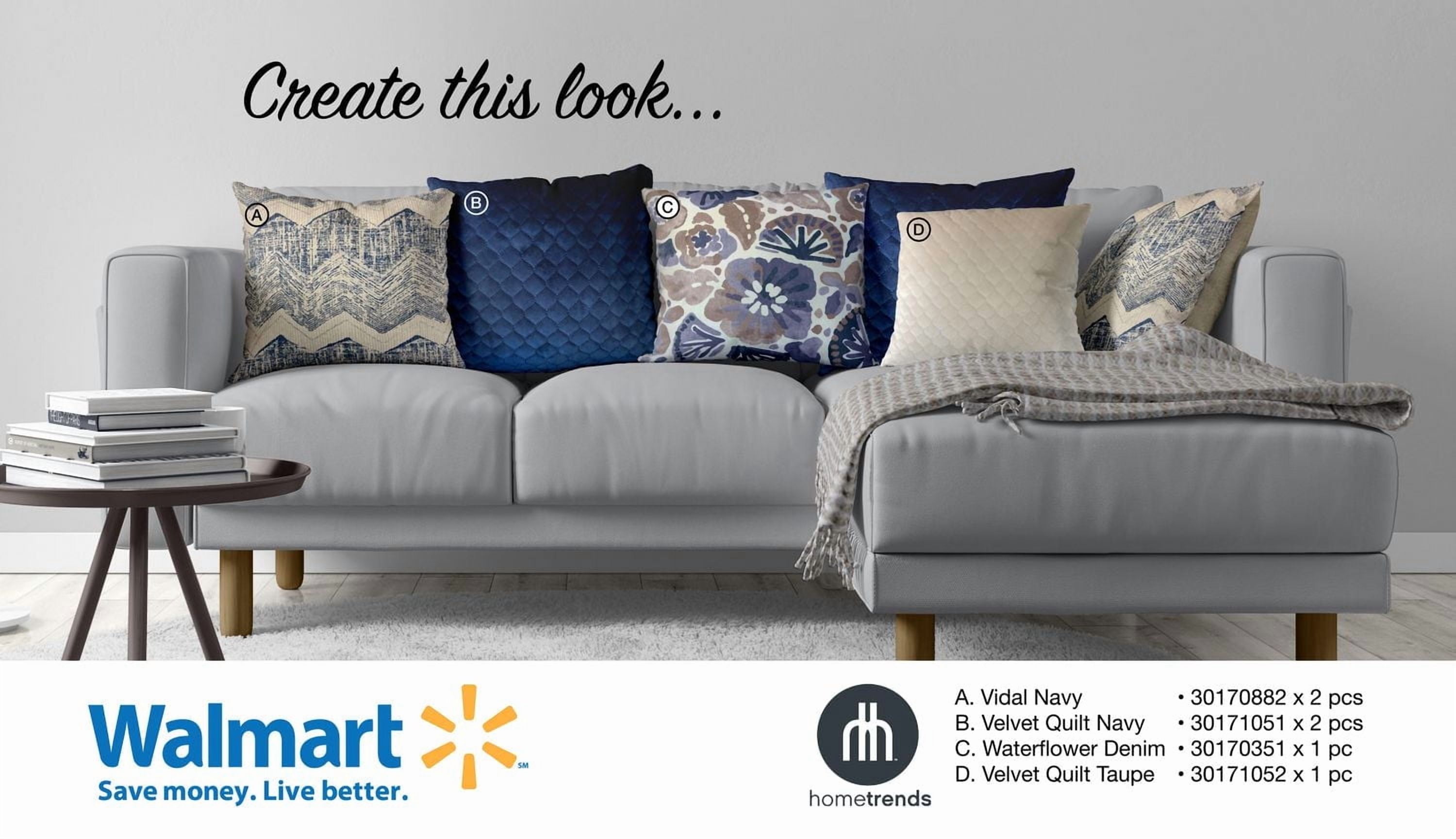 hometrends Quilted Velvet Decorative Pillow