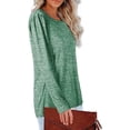 thumbnail image 3 of Camisa de manga larga para mujer, color verde sólido, corte holgado, cuello redondo, agradable para la piel, talla S, primavera-otoño-invierno, 3 of 6