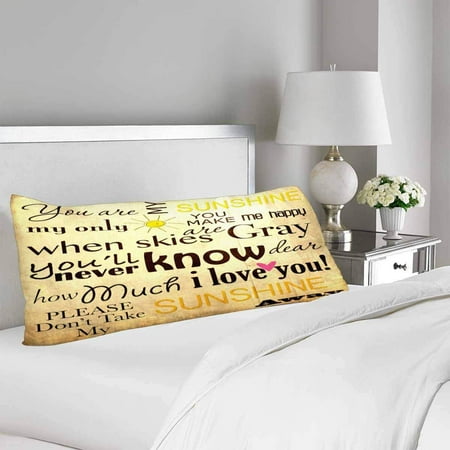Gckg You Are My Sunshine Word Body Pillow Covers Pillowcase 20x60