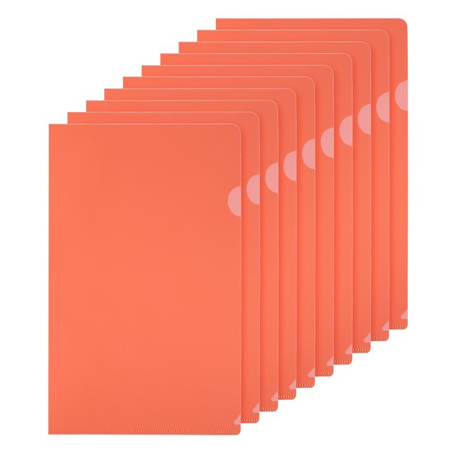 Uxcell L Type Folders 10 Pack A4 Plastic File Project Pockets Clear Paper Document Jacket Sleeves Red