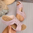 thumbnail image 2 of Yyuenw Ladies PU Open Toe Cross Strap Wedge Slides Casual Beach Vacation Footwear, 2 of 9