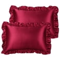 thumbnail image 1 of Unique Bargains Retro Satin Ruffle Pillowcases Envelope Closure 2pcs, 1 of 8