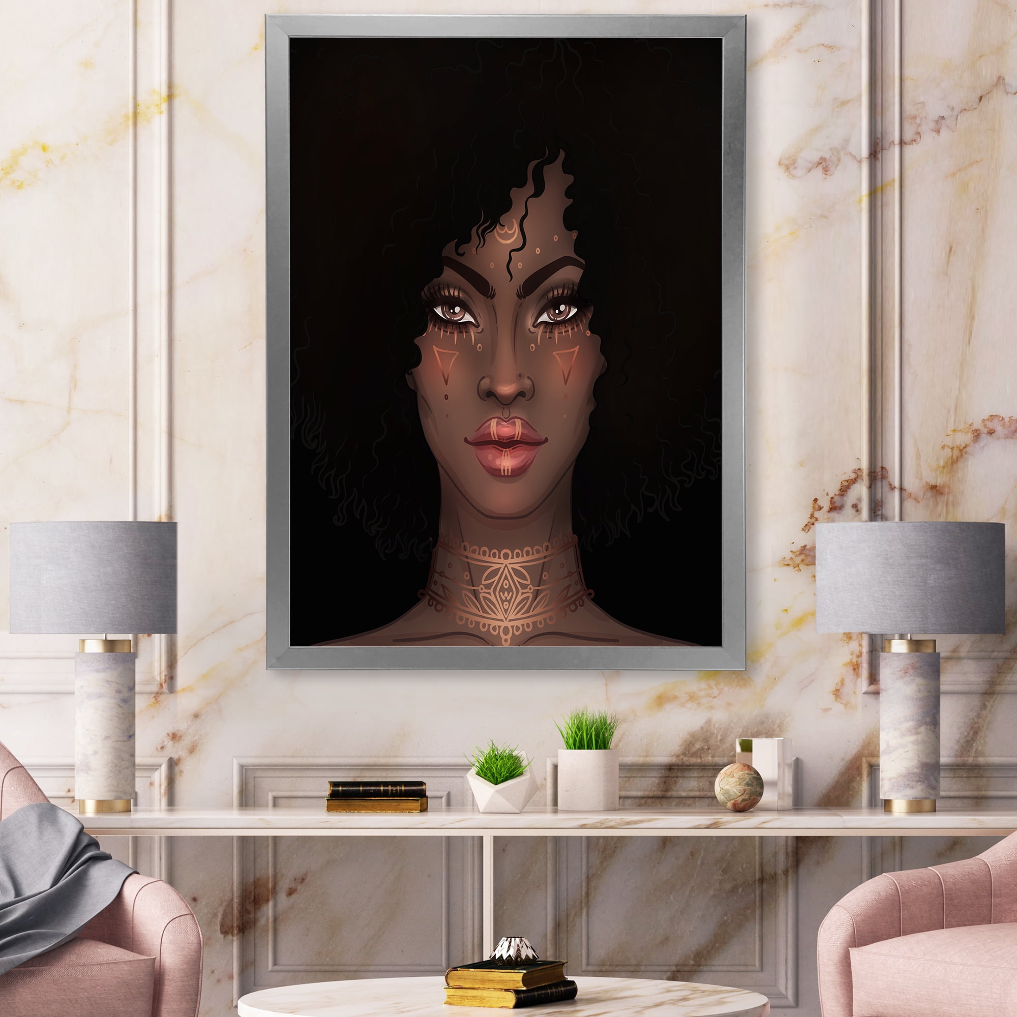 Designart 'Portrait of Afro American Woman II' Modern Framed Art Print