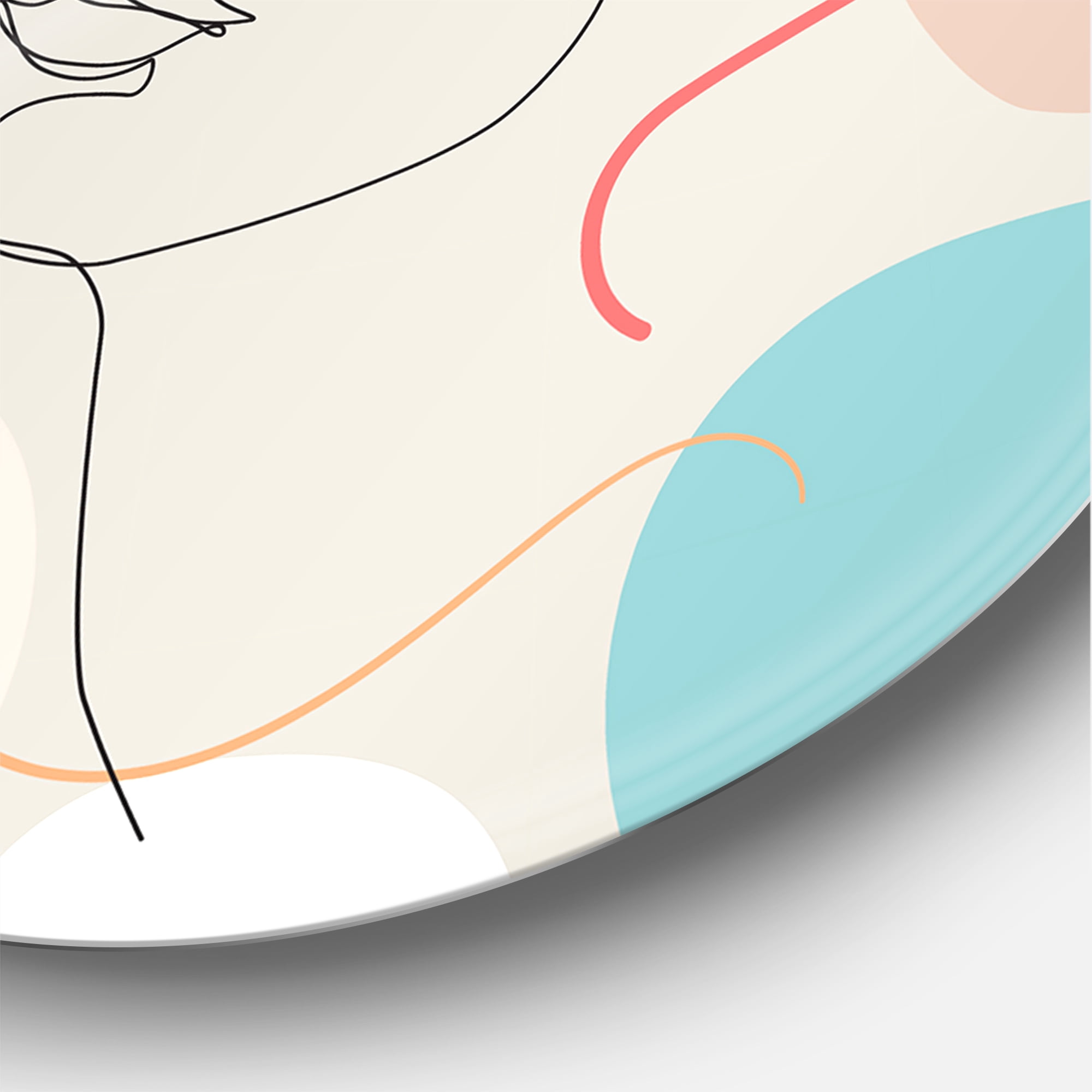 Designart 'Minimal Portrait of Female Face Drawn With One Line II' Modern Circle Metal Wall Art 36x36 - Disc of 36
