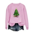 thumbnail image 6 of asdoklhq Christmas Long Sleeve Tops for Women Round Neck Christmas Printed Sweatshirt Long Sleeved Top Sweatshirt Pink XL, 6 of 6
