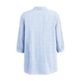 thumbnail image 7 of IPYUI Cotton Gauze Shirts for Women Stand Collar Gingham Blouse Plaid Striped Tops Empire Waist Tops Lightweight Tunic Loose Elbow Sleeve Gauze Shirts Boho Pullover V Neck Loose Fit Summer Outfits, 7 of 7