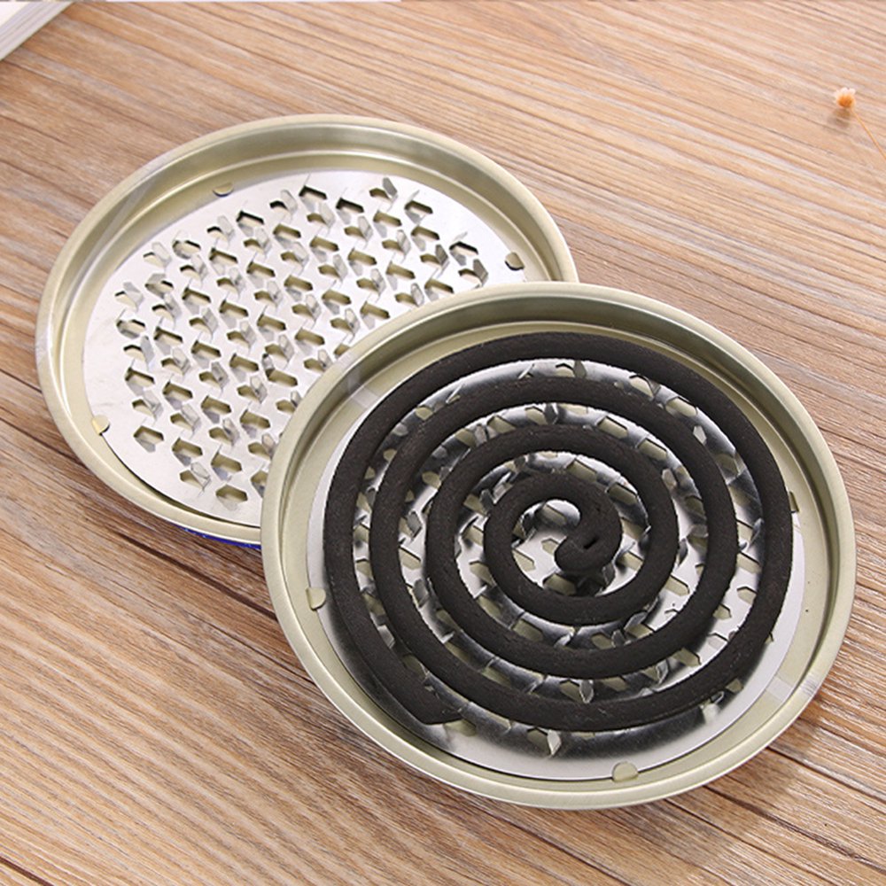 Windfall Mosquito Coil Holder Coil Incense Burner with Cover Metal