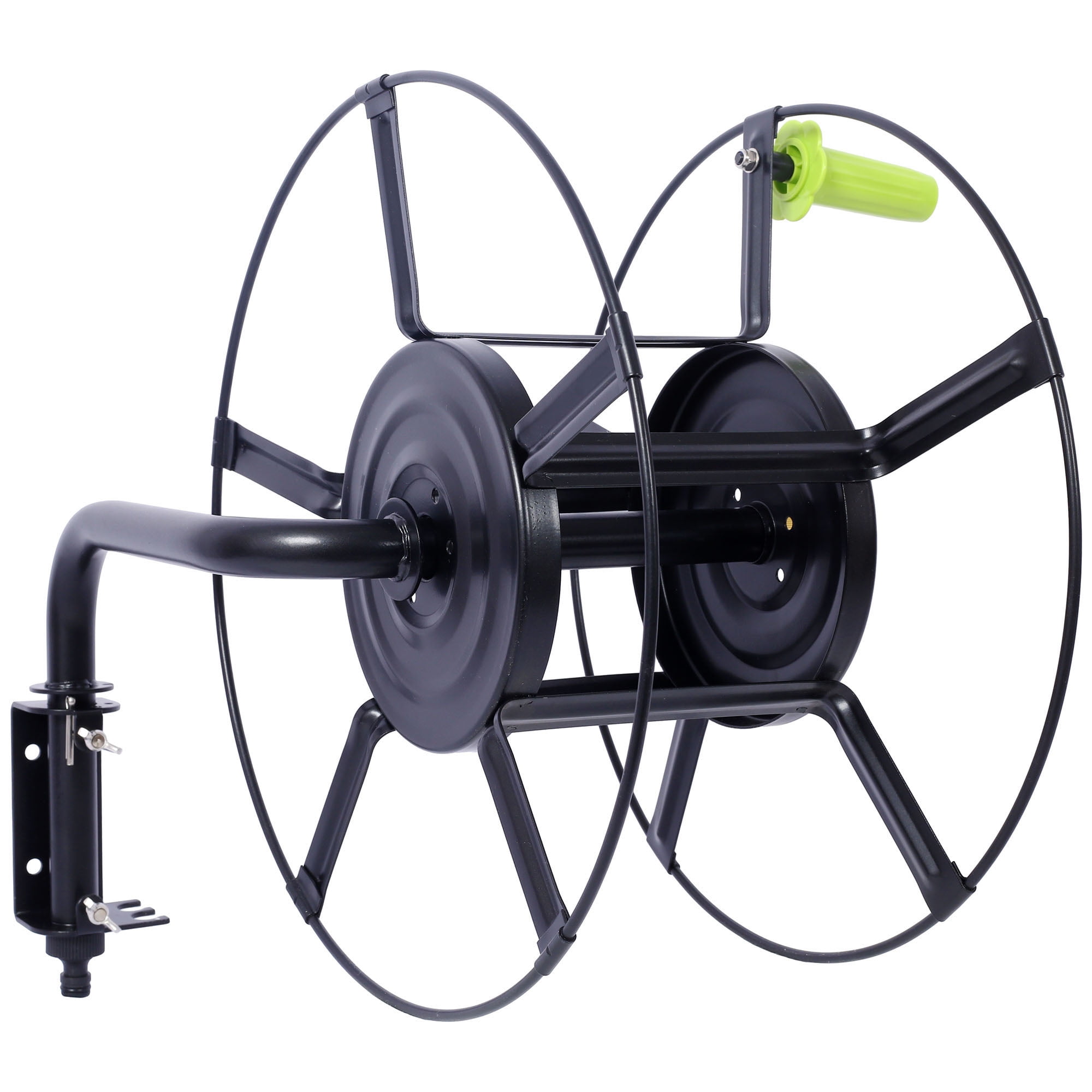 180-Degree Pivot Hose Hanger Steel Material 82' Capacity Quick Connectors Included Sturdy Garden Hose Reel Wall Mount