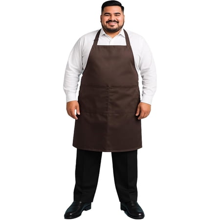 King Mills Unisex 1pk Plus Size Kitchen Cooking Aprons With Pockets, Ideal for Waist W38+ (Brown)