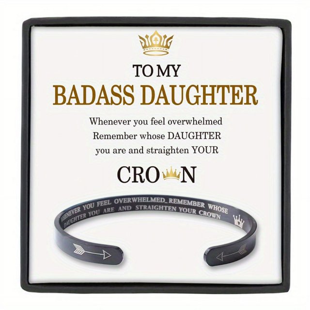 Badass Daughter Stainless Steel Bracelet - Gift Box Included - Perfect Birthday or Christmas Gift