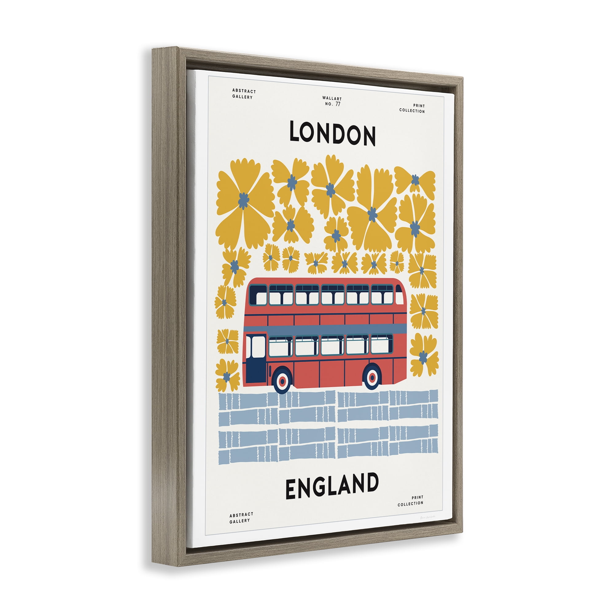 Stupell Industries Groovy London Bus Brown Framed Floater Canvas Wall Art, design by Omar Escalante