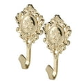 thumbnail image 1 of 2pcs Rose Pattern Vintage Zinc Alloy Drapery Curtain Holdbacks Tieback Hooks (Golden), 1 of 6