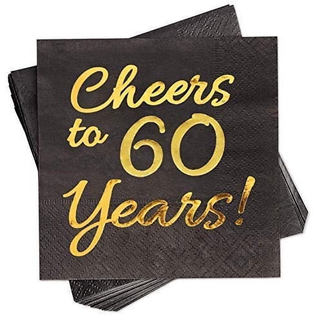 Servilletas de cóctel Sllyfo para decoración de 60 cumpleaños paquete de 50