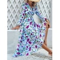 thumbnail image 5 of Womens Casual Boho Deep V Neck Long Sleeve Long Dress Blue M, 5 of 8