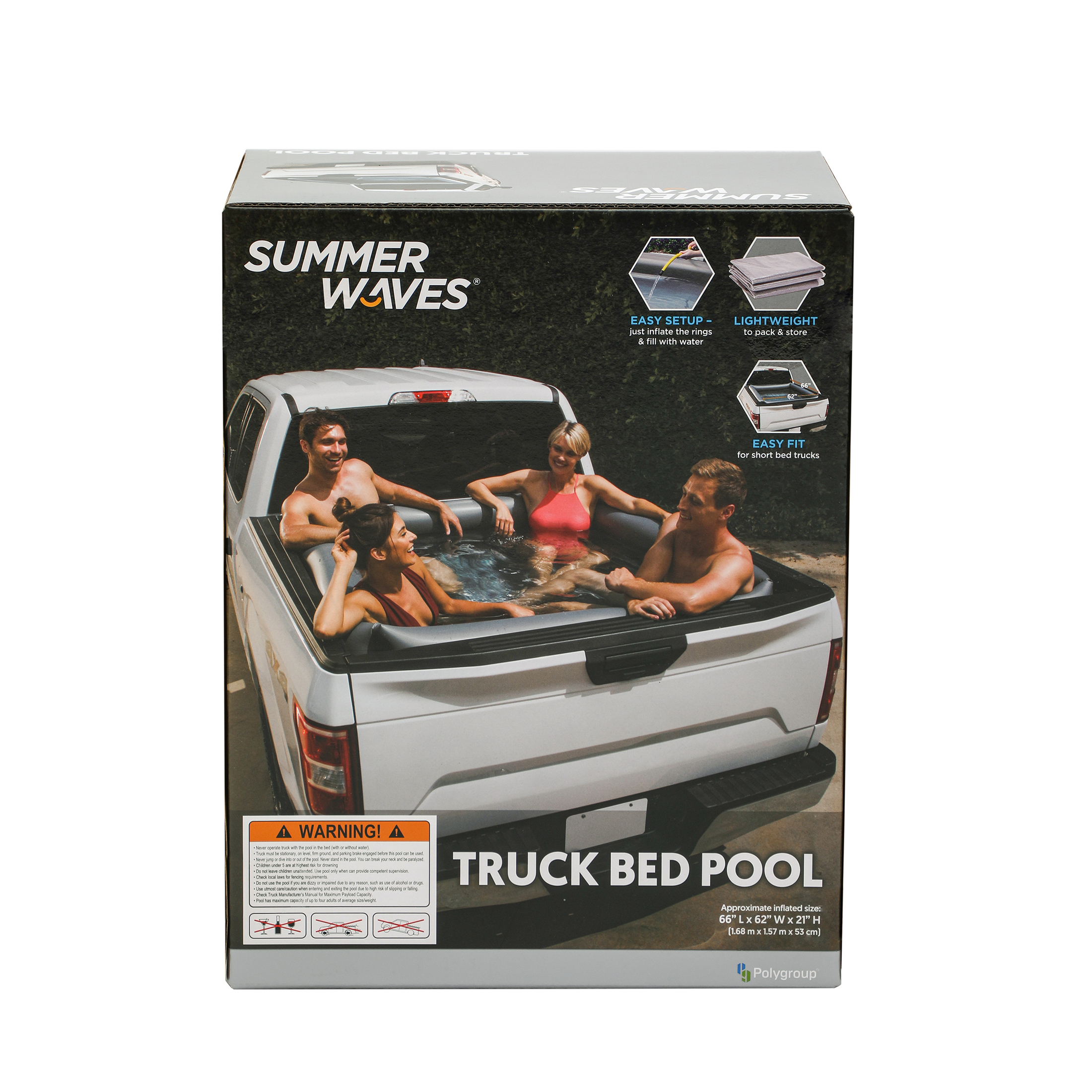 Summer Waves Rectangular Inflatable Truck Bed Pool, Gray, Adults, Unisex - image 6 of 7