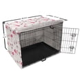 thumbnail image 6 of Bird Print Dog Crate Cover, Hawaiian Continuous Flamingo Petal and Dots, Easy to Use Pet Kennel Cover Small Dogs Puppies Kittens, 7 Sizes, Cadet Blue Pink, by Ambesonne, 6 of 6