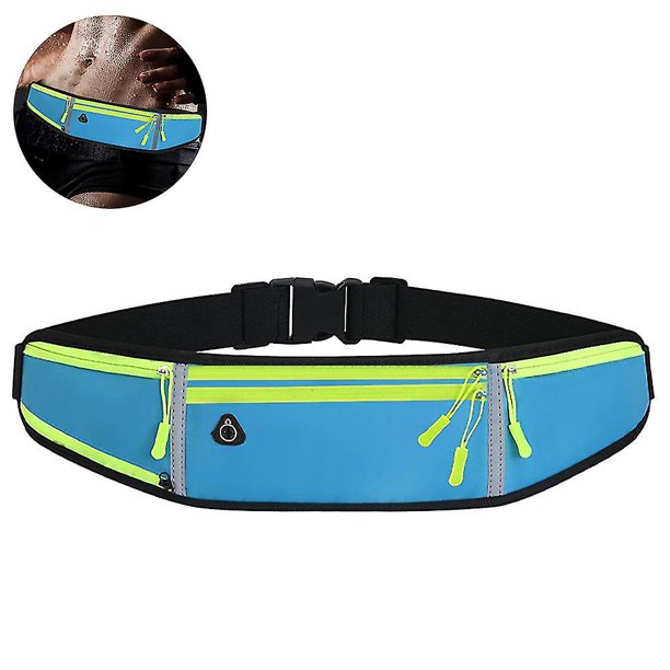Riñonera con cinturón para correr, riñonera ajustable para correr con soporte plegable para botella de agua, cinturón deportivo unisex para fitness, trotar, senderismo, viajes