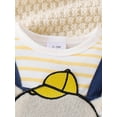thumbnail image 5 of FEORJGP Infant Baby Boys Summer Clothes Newborn Short Sleeve Rompers Crew Neck Jumpsuits Cartoon Bear Embroidery Stripe Fake Two-Pieces Bodysuits Toddler Loose Casual Cute Set, 5 of 9