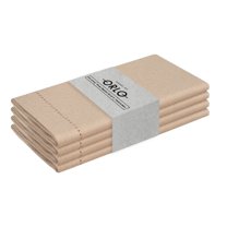 House of Orlo Hemstitched Cotton Napkins, 4 Pack, 18"x18", Beige