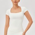 thumbnail image 5 of BSDJILFG Athletic Shirts for Women Workout Tops Casual Quick Drying Square Neck Tees Bodycon Short Sleeve Skinny Yoga Running Crop Tops, 5 of 6
