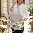 thumbnail image 3 of Pzuqiu Tropical Leaf Print Large Capacity Quilted Tote Bags for Women, Reversible Clear Shoulder Hobo Bag, Lightweight Carry On Handbag for Work Travel Shopping Everyday Use, 3 of 7