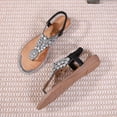 thumbnail image 5 of EKVAHL Women's Rhinestone Thong Flat Sandals T-Strap Fashion Sandals Ankle Strap Summer Sandals Summer Flat Flip Flops, 5 of 6