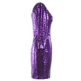 thumbnail image 2 of Women's 3/4 Sleeve V Neck Sequin Sparkle Glitzy Glam Wedding Party Dress Flapper Evening Club Cocktail Bodycon Clubwear XL Purple, 2 of 7