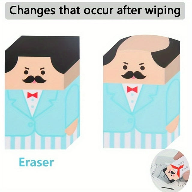 4pcs, Creative And Funny Bald Elderly Pencil Eraser Student Stationery School Office Supplies Will Gradually Bald With Your Use, Back To School, School Supplies, Kawaii Stationery, Colors For School,