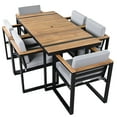 thumbnail image 3 of 7 Pieces Outdoor Dining Set Patio Dining Table and Chair Set with and Removable Cushions for Patio, Backyard (Grey), 3 of 11