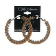 thumbnail image 2 of Silver-Tone & Orange Colored Metal Hoop-Earrings With Bead Accents #LQE1797, 2 of 2