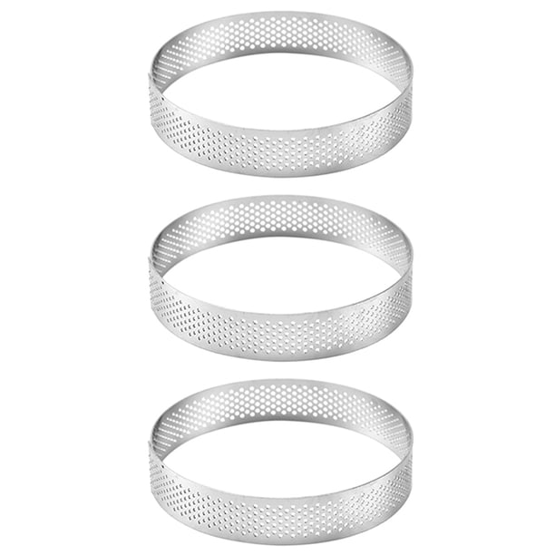 3X Moldes Redondos Agujero Acero Inoxidable para Tartas 20 cm Anillo de Tarta de Pastel de Mousse Postre de Pizza Molde de Decoración de Bricolaje Herramienta de Cocina