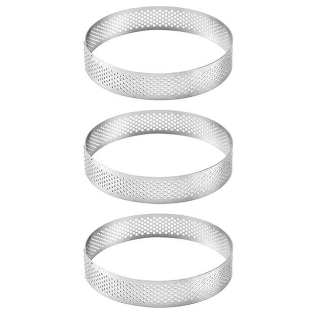 3X Moldes Redondos Agujero Acero Inoxidable para Tartas 20 cm Anillo de Tarta de Pastel de Mousse Postre de Pizza Molde de Decoración de Bricolaje Herramienta de Cocina