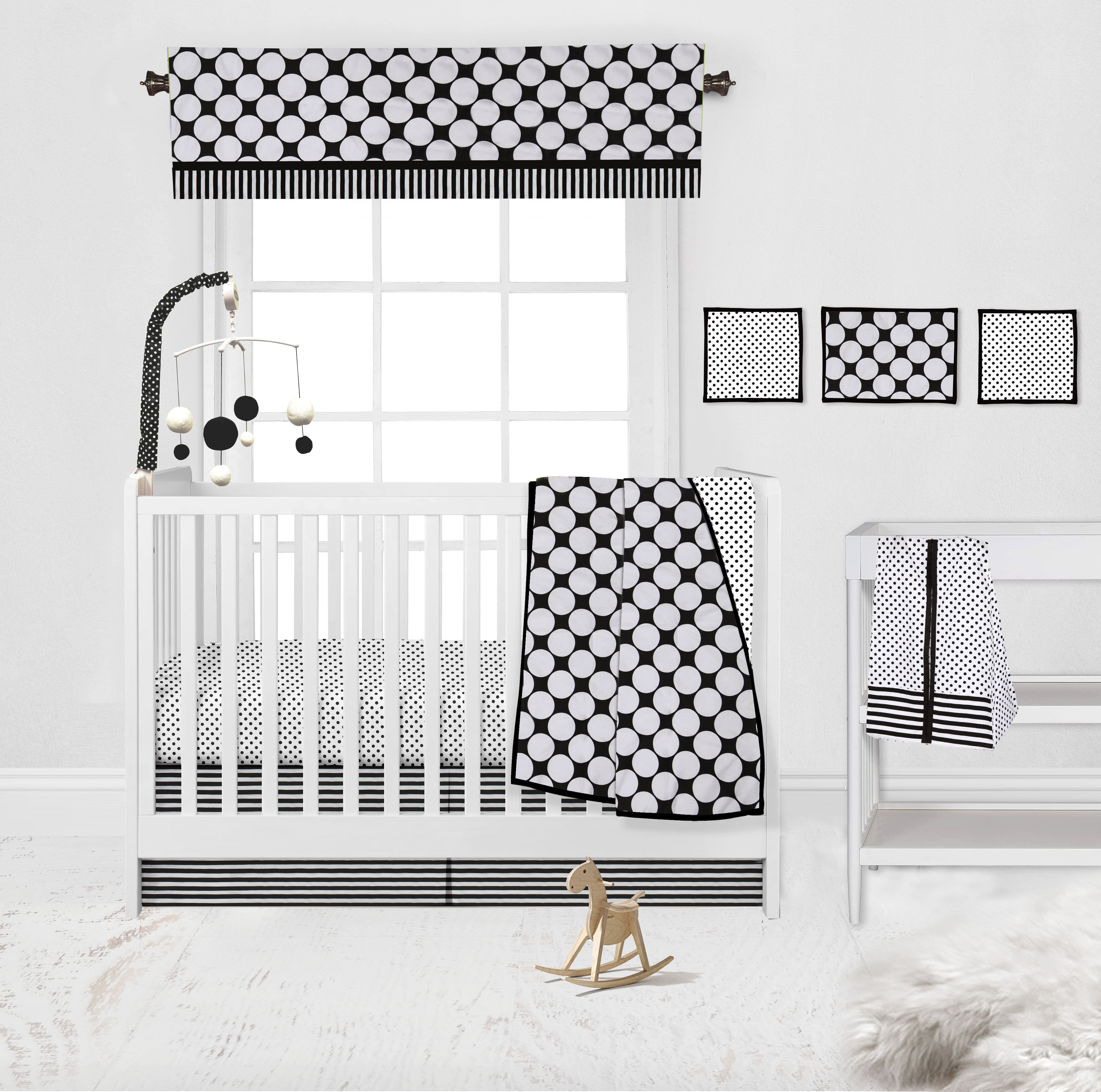 Bacati - Dots/Stripes Black Musical Baby Crib Mobile