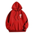 thumbnail image 7 of Qulqfy Letter Print Hoodies for Men Christian Pullover Red Graphic Casual Fall Hooded Long Sleeve Sweatshirts Mens Sweatshirt 3XL, 7 of 7