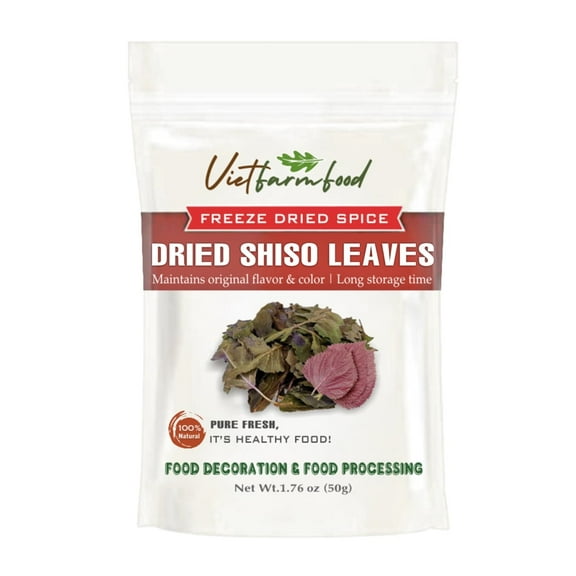DRIED SHISO LEAVES 1.76 Oz (50g) VIETFARMFOOD: Pure, natural freeze-dried spice made from real vegetables and fruits - perfect for enhancing every meal, from cooking, baking, salads, soups, sauces