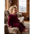 thumbnail image 5 of RUINIXCW 2Pcs Toddler Girl Velvet Outfit Puff Long Sleeve Doll Collar Solid Color Button Front Tops and Bell Bottom Pants Set, 5 of 9