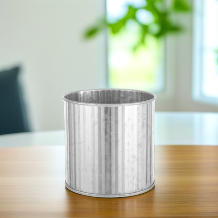 NICEXMAS Round Metal Flower Pot Farmhouse Galvanized Planter Silver 1Pack