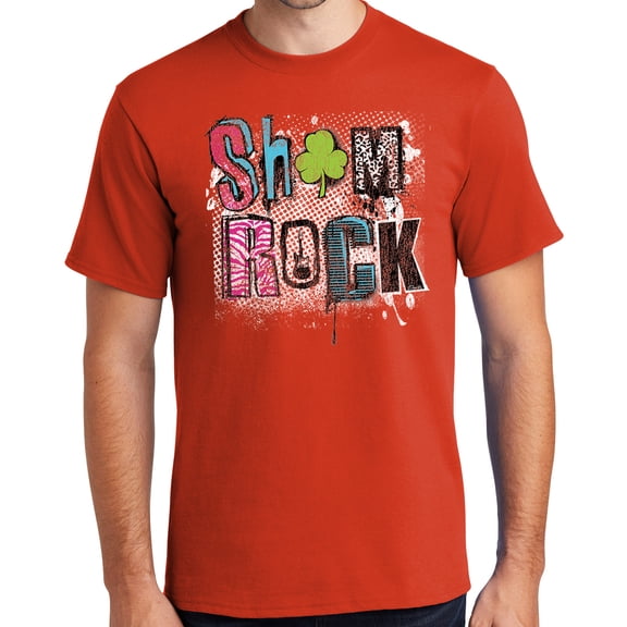 Mens Sham Rock St Patrick's Day Shamrock Tee Shirt, XL Orange