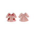 thumbnail image 2 of RUINIXCW Little Girl Plaid Dress Long Sleeve Square Neck A-line Dress with Bow Decor, 2 of 7