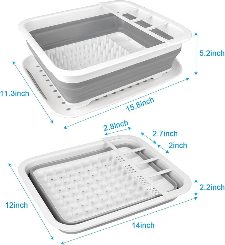 MY Collapsible Dish Drying Rack Portable Dish Drainers for Kitchen Counter with Drainboard, Kitchen Sink Organizer Basket RV Accessories Camper Storage and Organization Dish Rack Over Sink Drying
