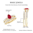 thumbnail image 5 of Rosec Jewels Certified Lab Grown Ruby Wedding Bridal Ring Set - Pear Shaped Engagement Ring with Wedding Band - AAAA Quality, 14K Yellow Gold, US 3.50, 5 of 8