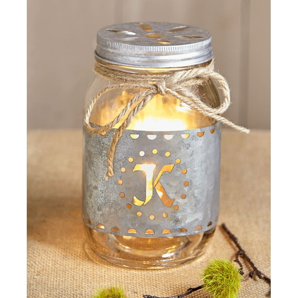 Monogram Mason Jar Accent Lights Choice Of A B C D G H J K L M R S T W Or Star K Walmart Com Walmart Com