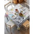 thumbnail image 2 of Easter Bunny Suqare Tablecloth - 54 x 54 Inch, Blue Easter Eggs Spring Floral Grey Plaid Waterproof & StainResistant Tablecloth, Washable Oil-proof Table Cover for Dining/Party/Wedding/Camping/Buffet, 2 of 9