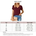 thumbnail image 5 of Women V Neck T Shirt Short Petal Sleeves Back Pleated Midline Loose Fitting Casual Blouses Wine Red XL, 5 of 5
