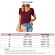 thumbnail image 4 of Camiseta de manga corta con pétalos y cuello en V de verano,Camiseta con cuello en V informal para mujer, camiseta informal con manga de pétalo suelta, diseño revolucionario, 4 of 5