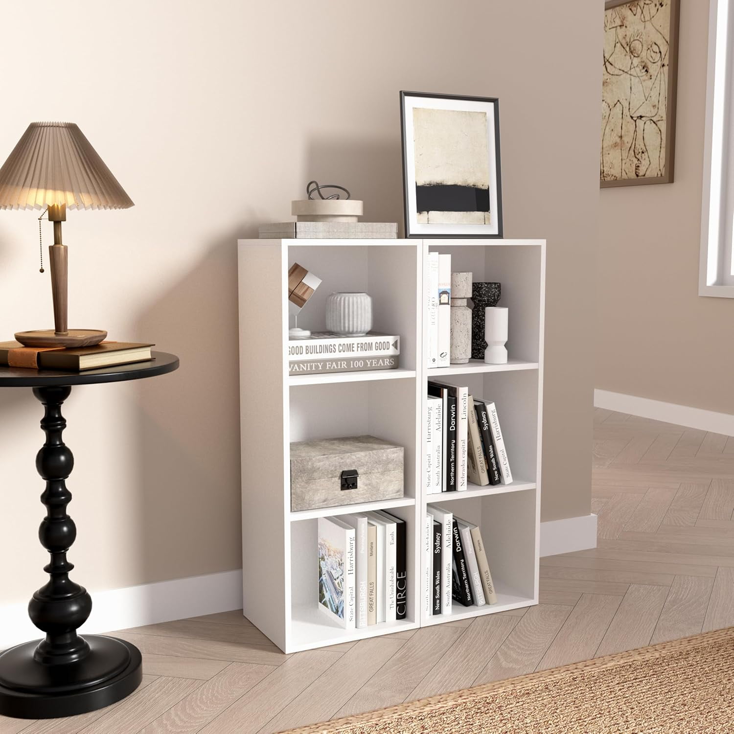3 Cube Storage Shelf Bookcase, 4 Tier 11 Inch Width Stackable Open Shelf Storage Cabinet Space Saving Clothing & Closet Storage Organizer Shelf,11.81*9.25*31.42 in