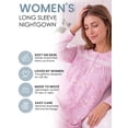 thumbnail image 2 of Casual Nights Women's Fleece Long Sleeve Nightgown, Floral Microfleece Sleepwear with Lace Trim and 3-Button Crew Neck, Floral/Pink Medium, 2 of 6