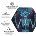 thumbnail image 3 of Fuzoiu Space Skeleton Meditation Print Leather Coasters Set,Drink Coasters Set of 4,for Tabletop Protection, Durable PVC Coasters,Home Décor and Housewarming Gift-Hexagon, 3 of 6