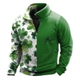 thumbnail image 4 of KHONTS Men's St. Patrick's Day Quarter Zip Sweatshirt Long Sleeve Pullover Shirts Irish Shamrock Parade Tops 03-Green XXL, 4 of 4